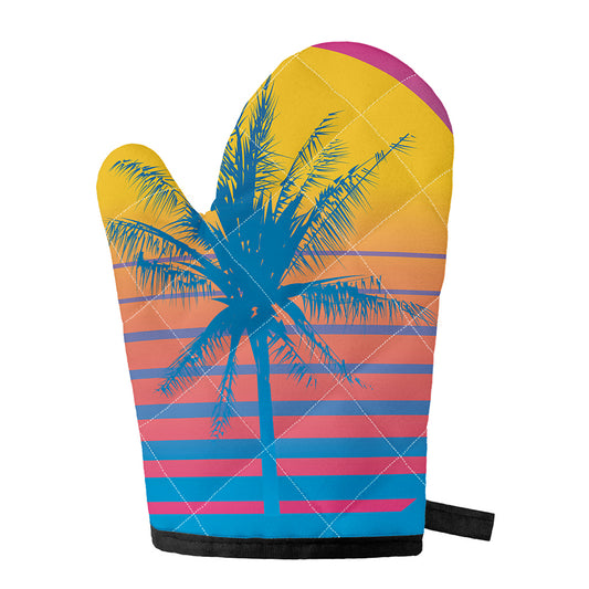 Retrowave Sunset Palm Tree Print Single Oven Mitt