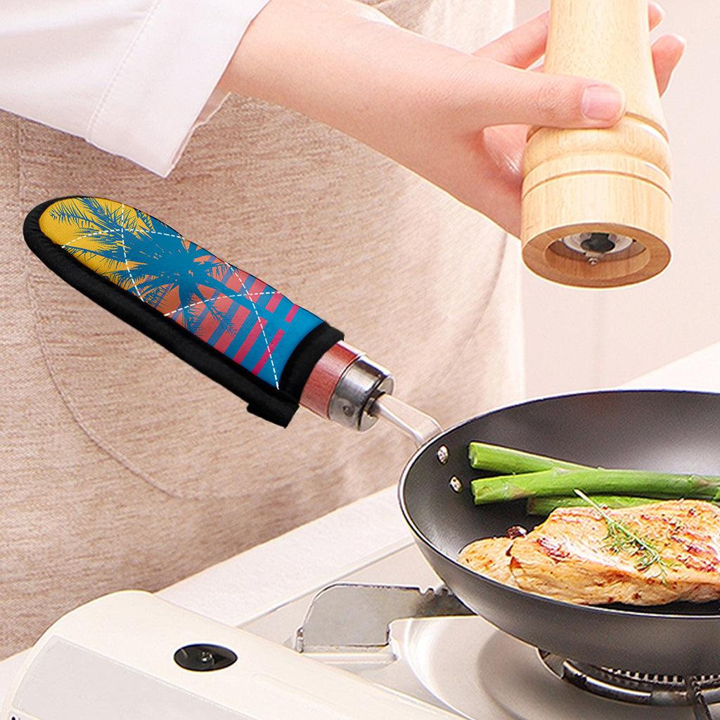 Retrowave Sunset Palm Tree Print Skillet Handle Cover