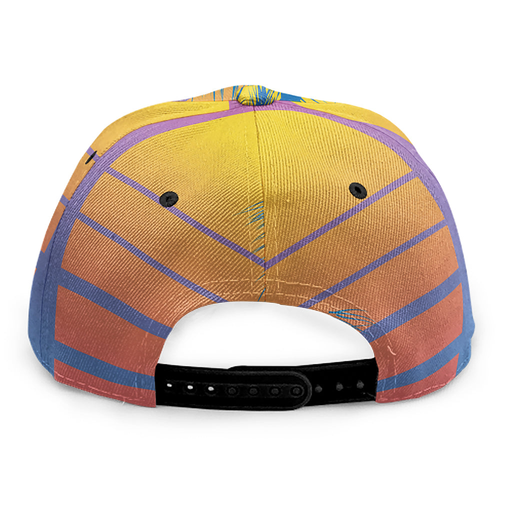 Retrowave Sunset Palm Tree Print Snapback Cap