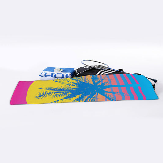 Retrowave Sunset Palm Tree Print Sports Towel