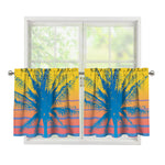 Retrowave Sunset Palm Tree Print Tier Curtains