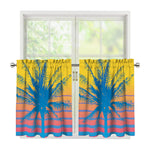 Retrowave Sunset Palm Tree Print Tier Curtains