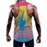 Retrowave Sunset Palm Tree Print Training Tank Top