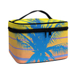 Retrowave Sunset Palm Tree Print Travel Makeup Bag
