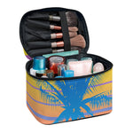 Retrowave Sunset Palm Tree Print Travel Makeup Bag