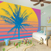Retrowave Sunset Palm Tree Print Wall Sticker