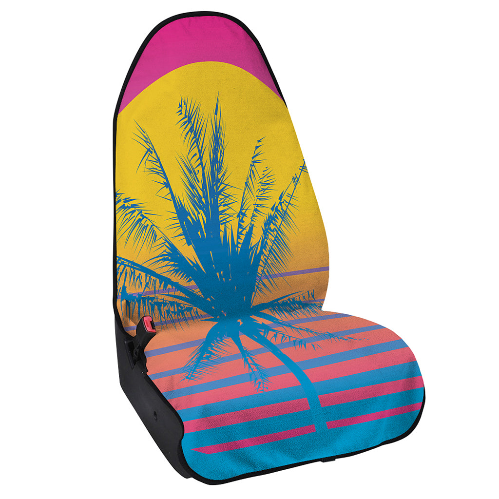 Retrowave Sunset Palm Tree Print Waterproof Car Seat Cover
