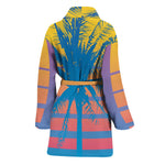 Retrowave Sunset Palm Tree Print Women's Bathrobe