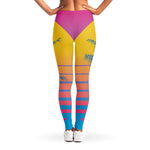 Retrowave Sunset Palm Tree Print Women's Leggings