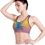 Retrowave Sunset Palm Tree Print Women's Sports Bra