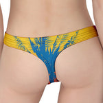 Retrowave Sunset Palm Tree Print Women's Thong