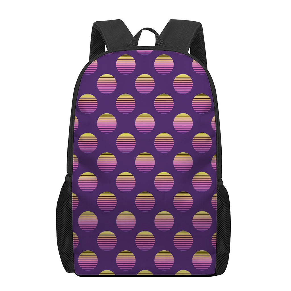 Retrowave Sunset Pattern Print 17 Inch Backpack