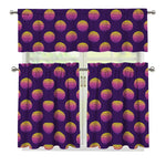 Retrowave Sunset Pattern Print 3 Piece Kitchen Curtains