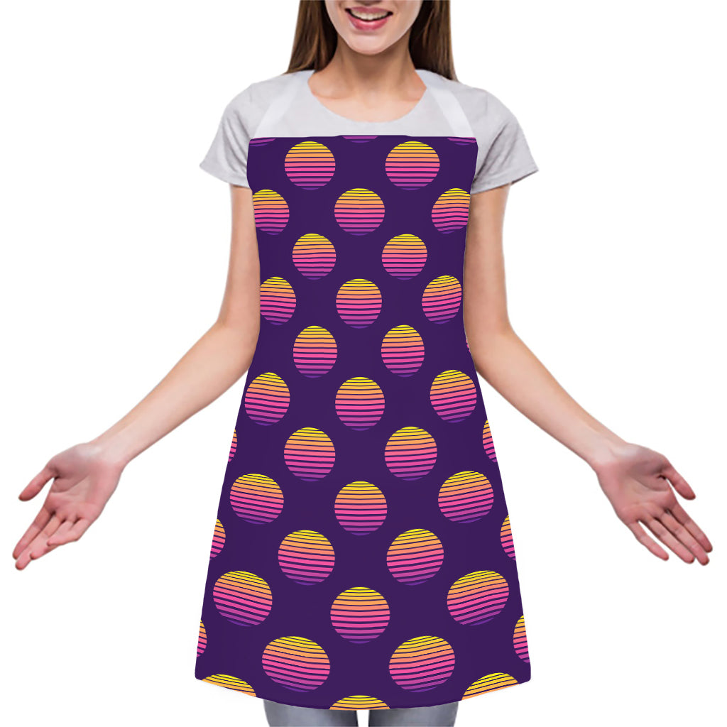 Retrowave Sunset Pattern Print Adjustable Apron