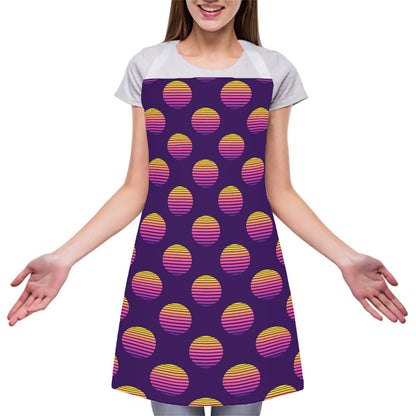 Retrowave Sunset Pattern Print Adjustable Apron