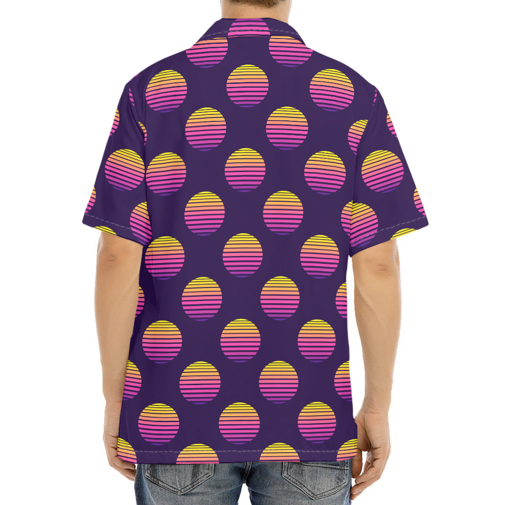 Retrowave Sunset Pattern Print Aloha Shirt