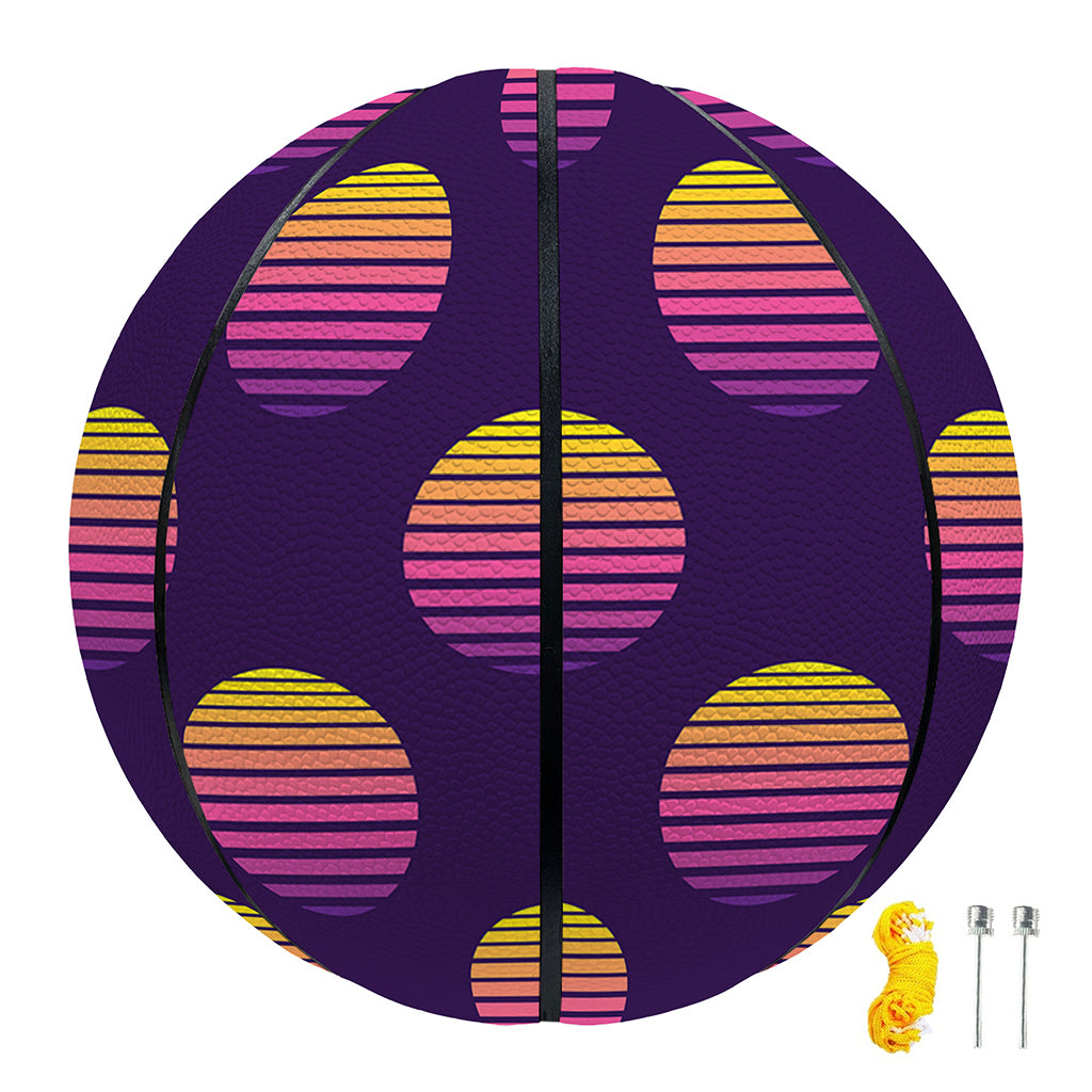 Retrowave Sunset Pattern Print Basketball