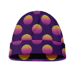 Retrowave Sunset Pattern Print Beanie