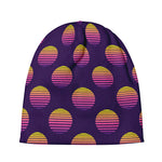 Retrowave Sunset Pattern Print Beanie
