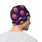Retrowave Sunset Pattern Print Beanie