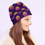 Retrowave Sunset Pattern Print Beanie