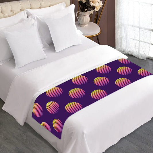 Retrowave Sunset Pattern Print Bed Runner