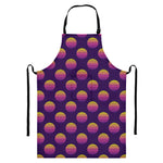 Retrowave Sunset Pattern Print Bib Apron With Pocket