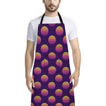 Retrowave Sunset Pattern Print Bib Apron With Pocket