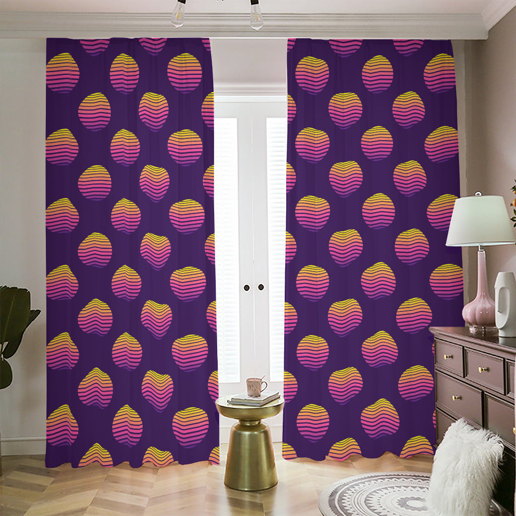 Retrowave Sunset Pattern Print Blackout Pencil Pleat Curtains