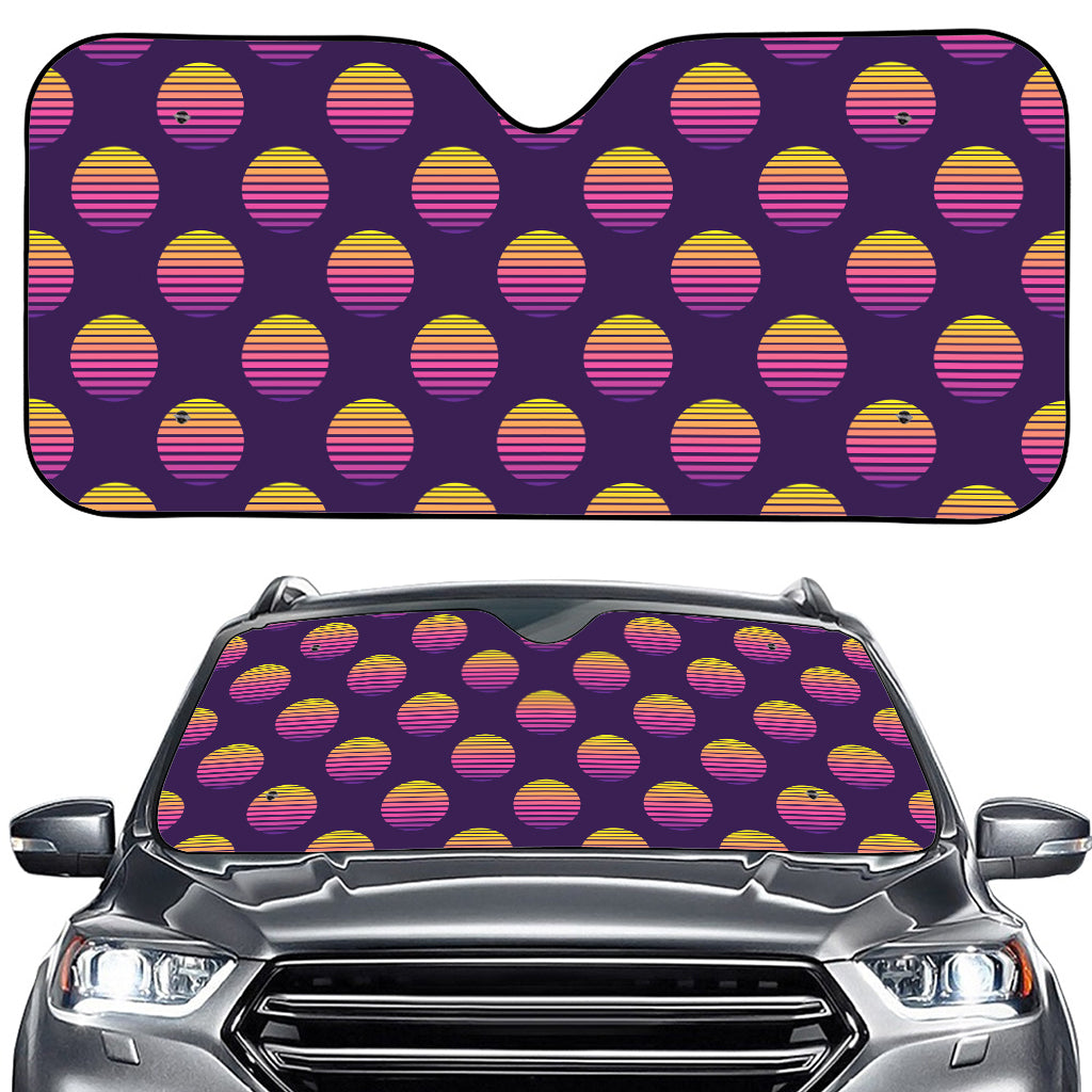 Retrowave Sunset Pattern Print Car Windshield Sun Shade