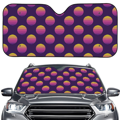 Retrowave Sunset Pattern Print Car Windshield Sun Shade