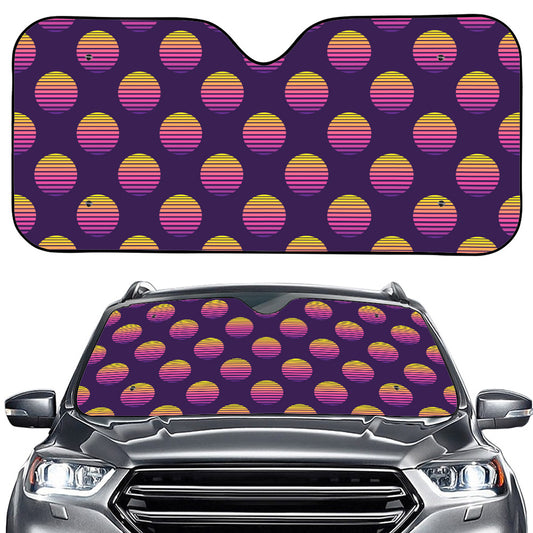 Retrowave Sunset Pattern Print Car Windshield Sun Shade