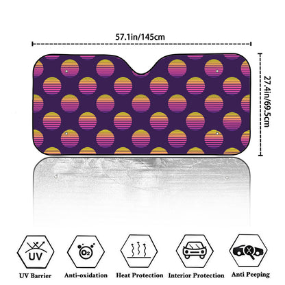 Retrowave Sunset Pattern Print Car Windshield Sun Shade