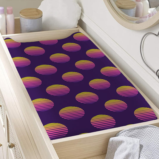Retrowave Sunset Pattern Print Changing Pad Cover