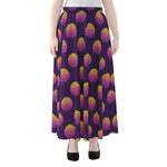 Retrowave Sunset Pattern Print Chiffon Maxi Skirt