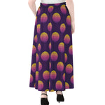 Retrowave Sunset Pattern Print Chiffon Maxi Skirt