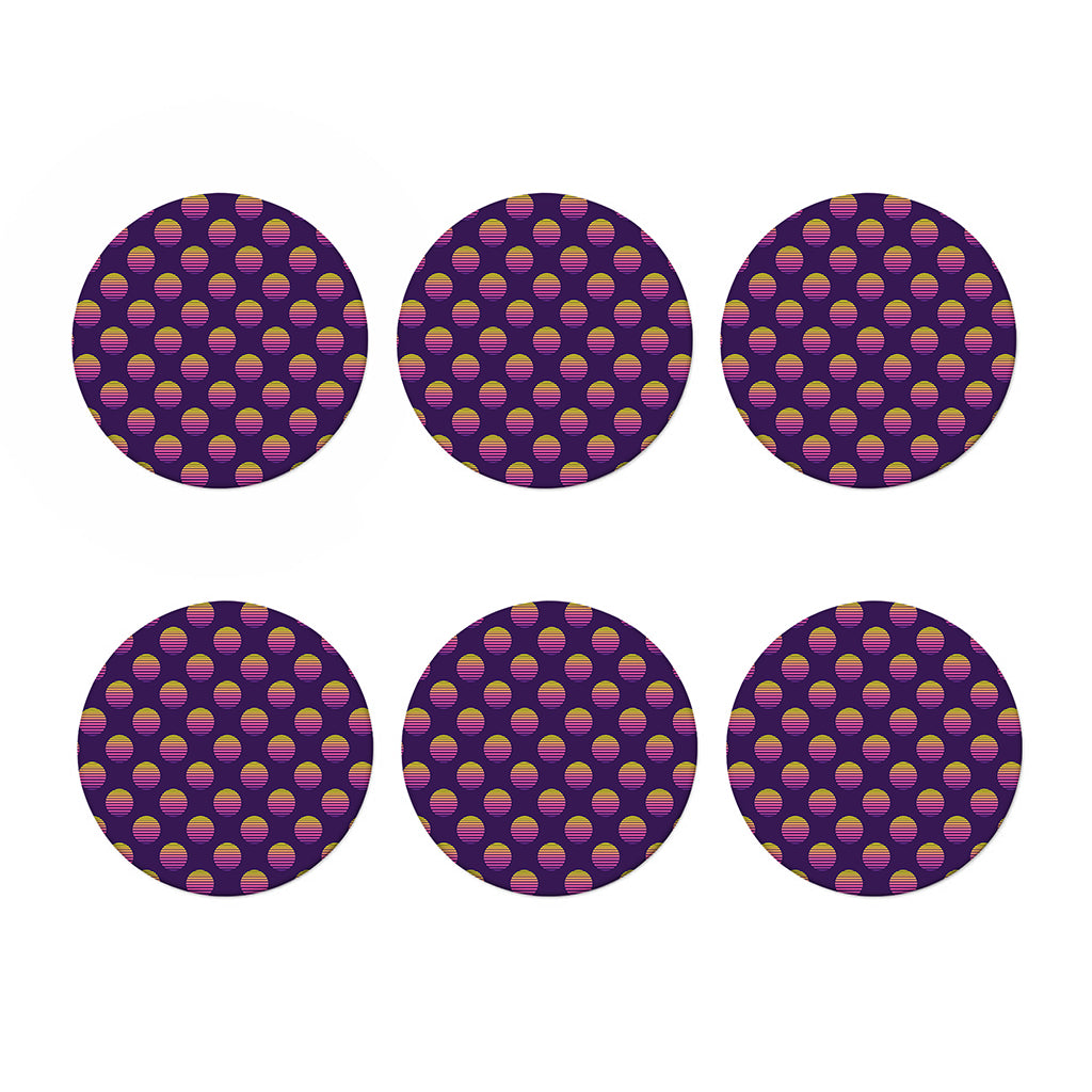 Retrowave Sunset Pattern Print Coaster Set
