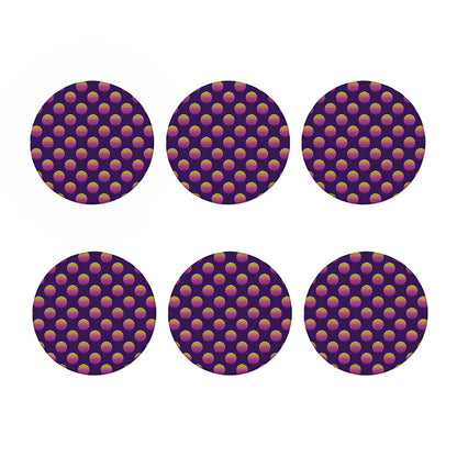 Retrowave Sunset Pattern Print Coaster Set