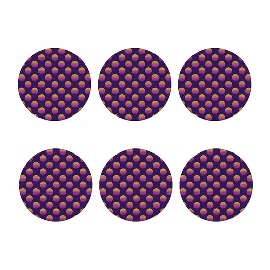 Retrowave Sunset Pattern Print Coaster Set