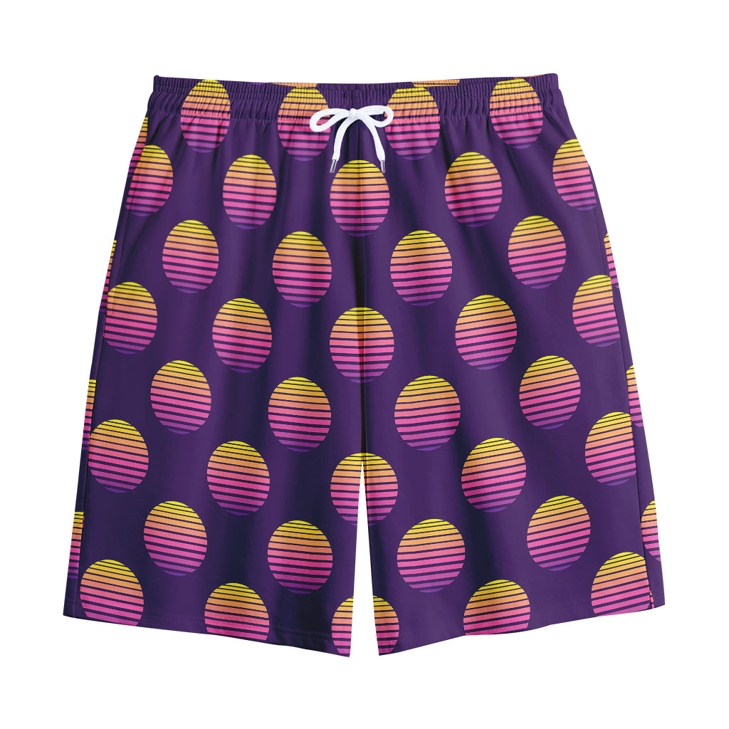 Retrowave Sunset Pattern Print Cotton Shorts