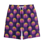 Retrowave Sunset Pattern Print Cotton Shorts