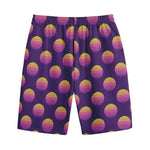 Retrowave Sunset Pattern Print Cotton Shorts