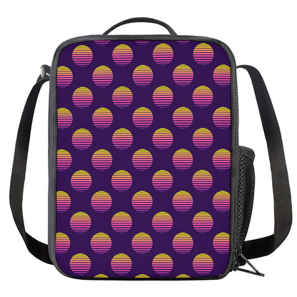 Retrowave Sunset Pattern Print Crossbody Lunch Bag