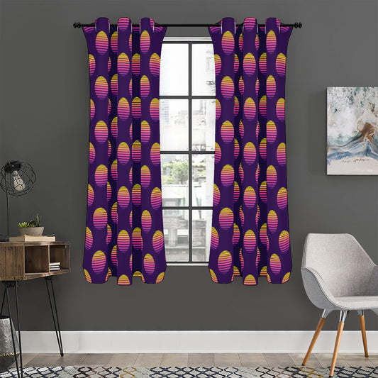 Retrowave Sunset Pattern Print Curtain