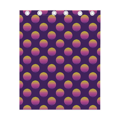 Retrowave Sunset Pattern Print Curtain