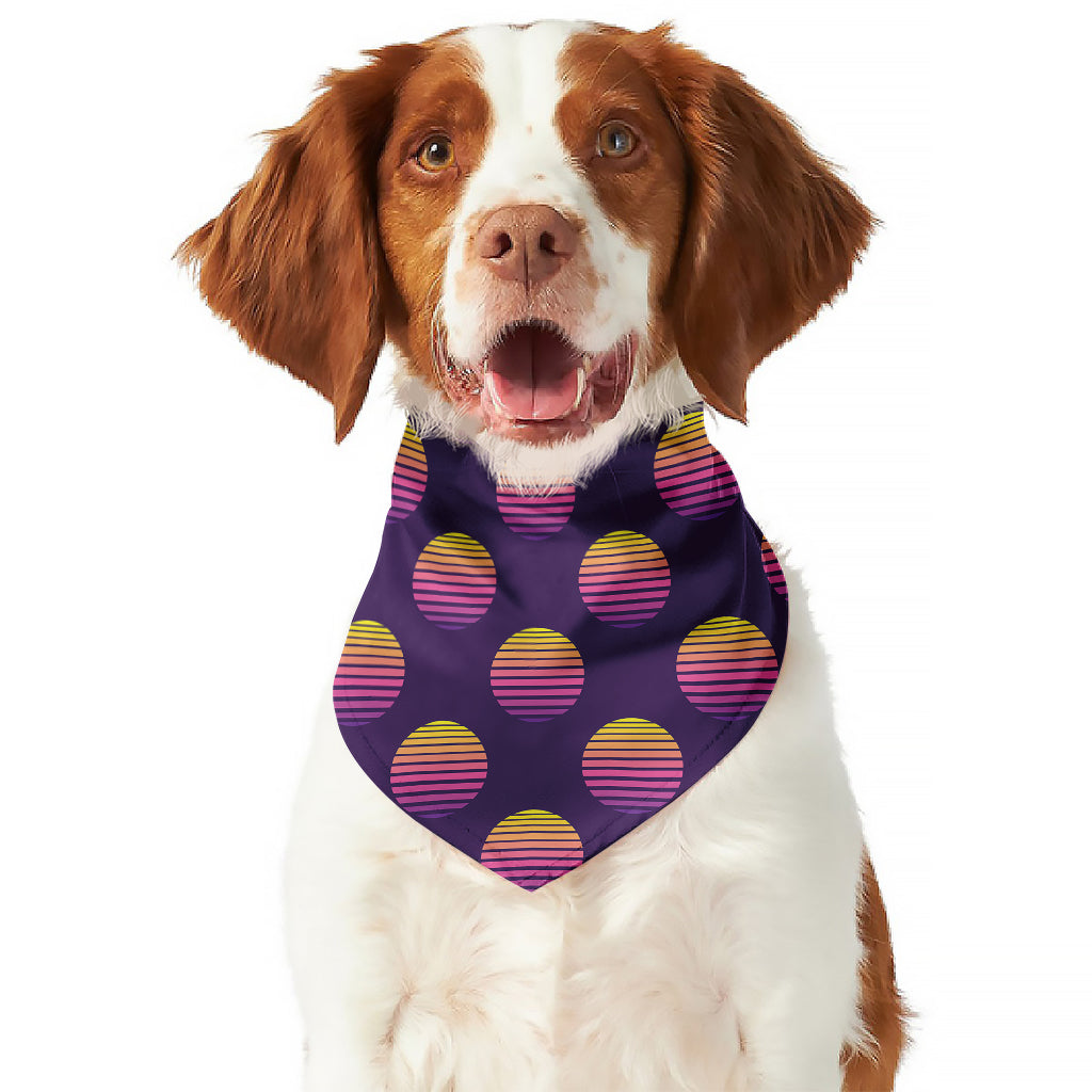 Retrowave Sunset Pattern Print Dog Bandana