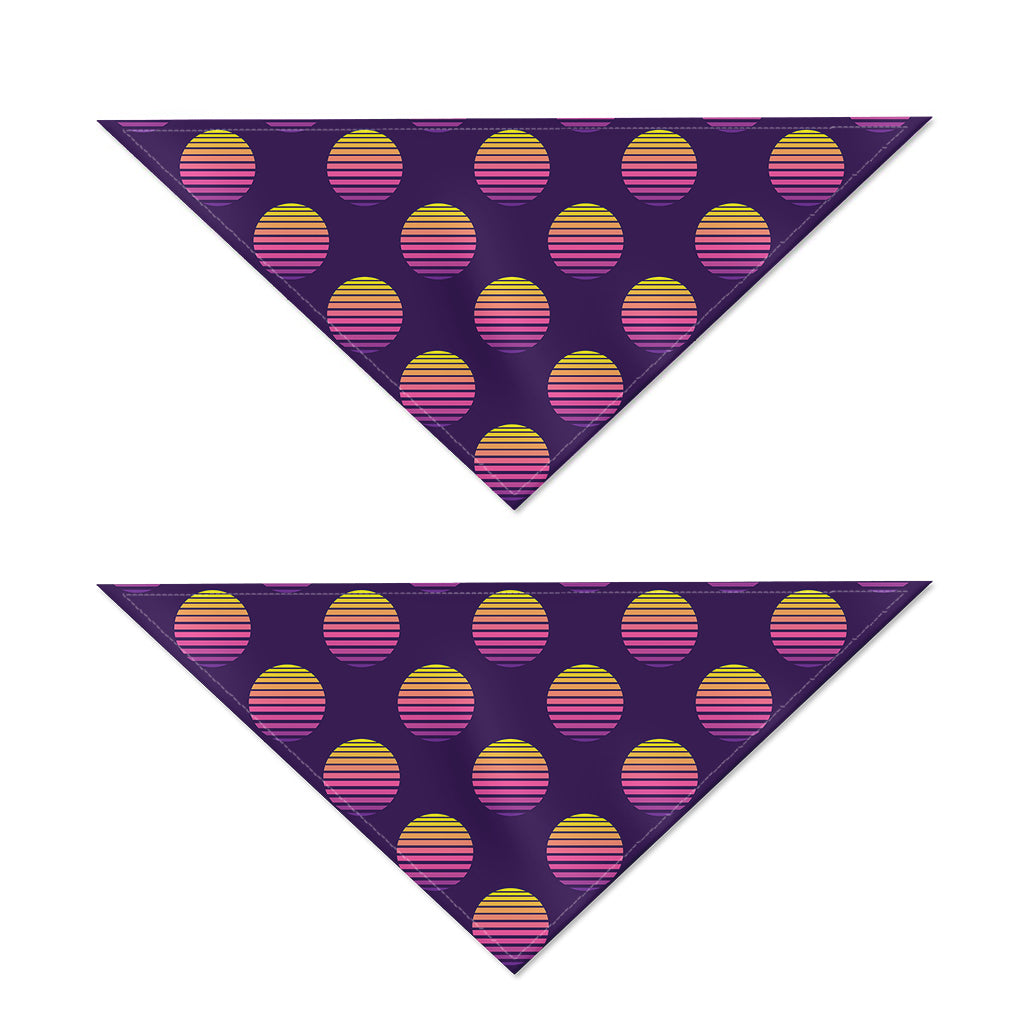 Retrowave Sunset Pattern Print Dog Bandana