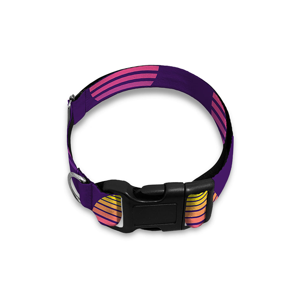 Retrowave Sunset Pattern Print Dog Collar