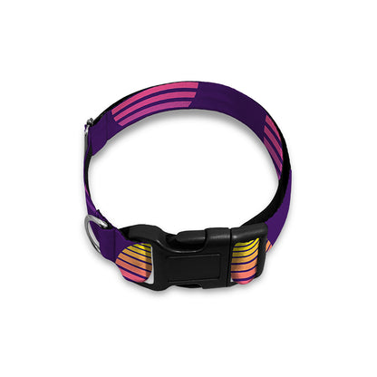 Retrowave Sunset Pattern Print Dog Collar