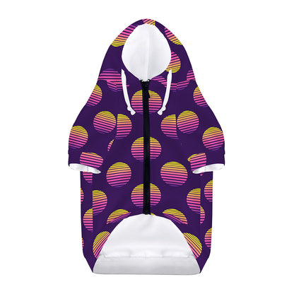 Retrowave Sunset Pattern Print Dog Zip Up Hoodie
